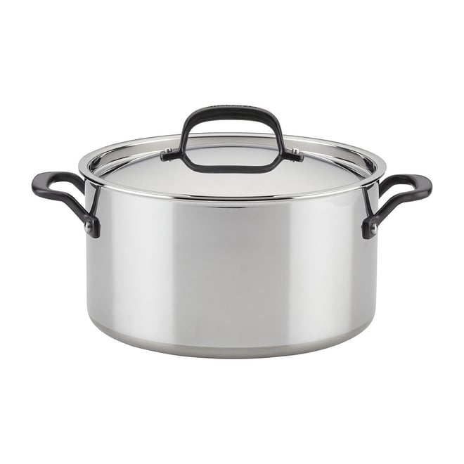 KitchenAid 5-Ply Clad Stainless Steel 8-qt. Stockpot, Color: Silver - JCPenney