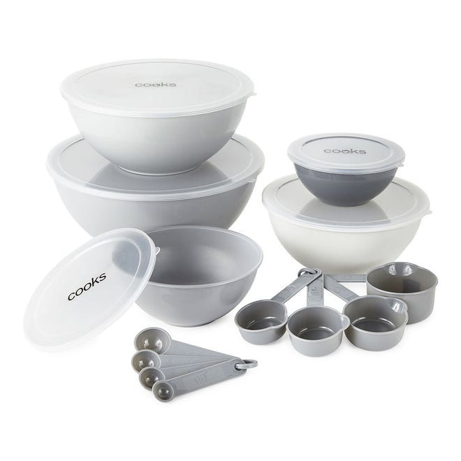 Cooks 18-pc. Mixing Bowls with Lids | Gray | One Size | Kitchen Utensils Kitchen Multi-Tools | Multi-Pack | Back to College | Dorm Essentials