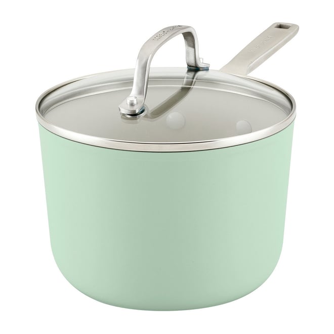 KitchenAid 3-Quart Hard Anodized Ceramic Nonstick Sauce Pan, Pistachio