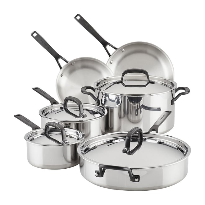 KitchenAid 5-Ply Clad Stainless Steel 10-pc. Cookware Set, Color