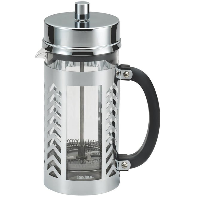  BonJour Coffee Glass and Stainless Steel Manual Milk