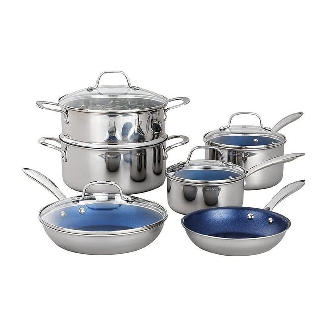  Granitestone Blue 15 Piece Nonstick Cookware Set - Pots, Pans,  Lids and Bakeware - Diamond Coated, Dishwasher Safe: Home & Kitchen