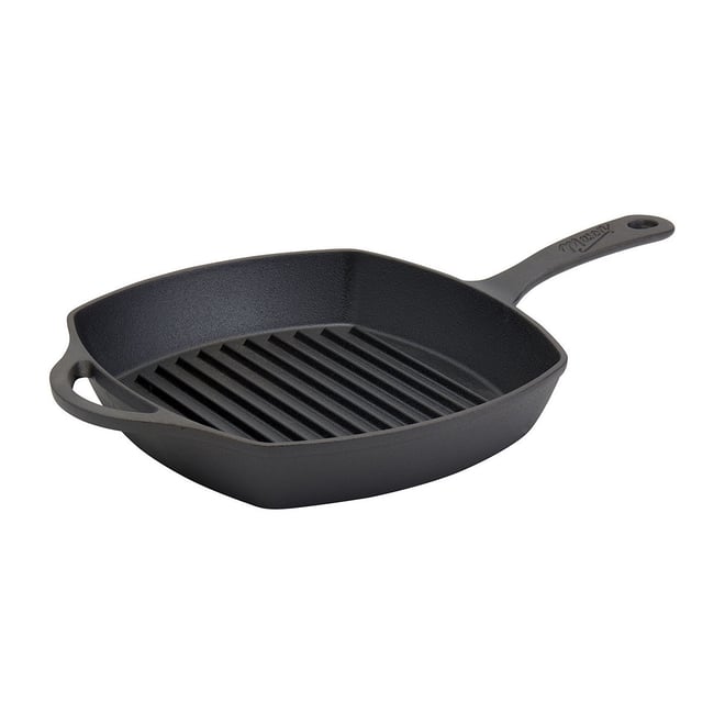 Granitestone 10.25 in. Pre-Seasoned Cast Iron Square Grill Pan, Black