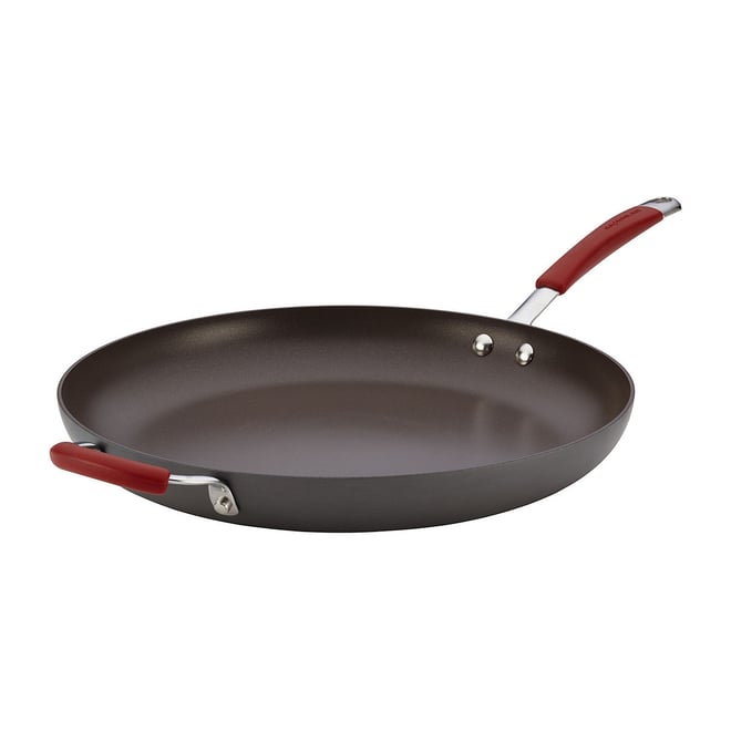 Rachael Ray 80089 Professional Hard Anodized Nonstick Frying/Fry  Pan/Skillet with Helper Handle, 14 Inch - Gray
