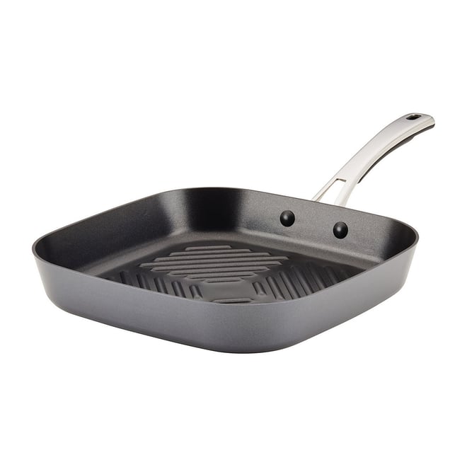 Calphalon Contemporary Hard-Anodized Aluminum Nonstick Cookware Square Grill Pan, 11, Black