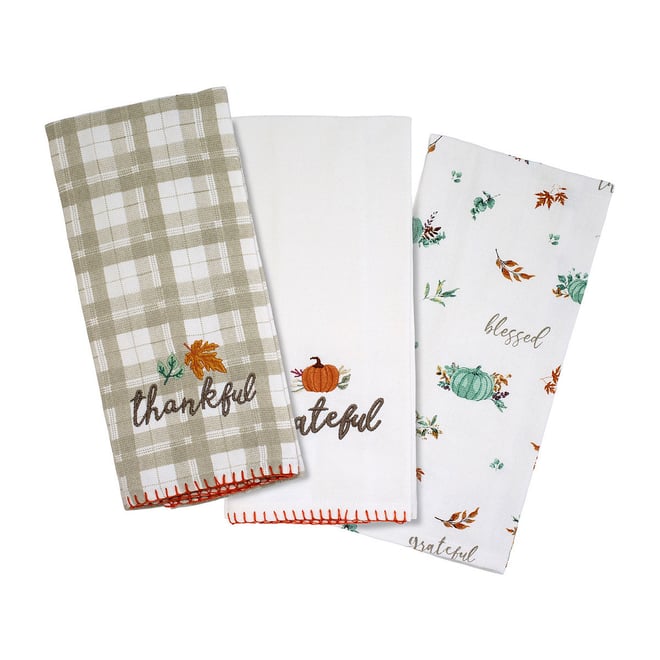 Always Be Thankful White & Black Pumpkin 2-Piece Kitchen Towel Set