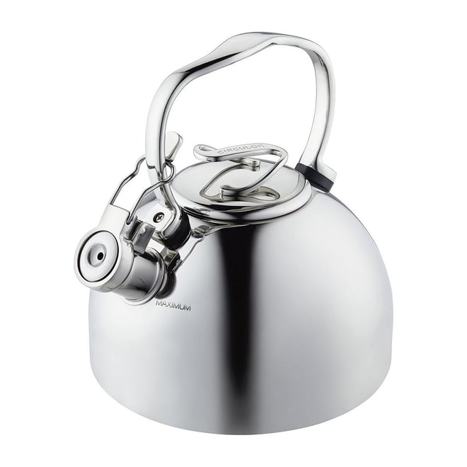 Mr. Coffee Collinsbroke 2.4 Quart Stainless Steel Tea Kettle with Red Handle