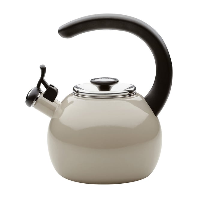 Circulon Enamel on Steel 2-Qt. Whistling Teakettle with Flip-Up Spout - Gray