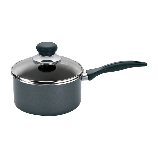 Cook N Home 3 qt. Aluminum Nonstick Sauce Pan with Lid in Black