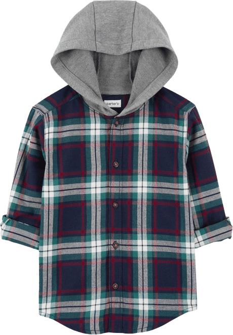 Boys hooded best sale flannel shirt