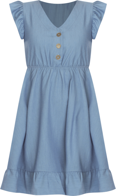 Women's Ruffle Sleeve Knee-Length Dress