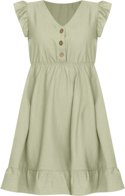 Women's Ruffle Sleeve Knee-Length Dress