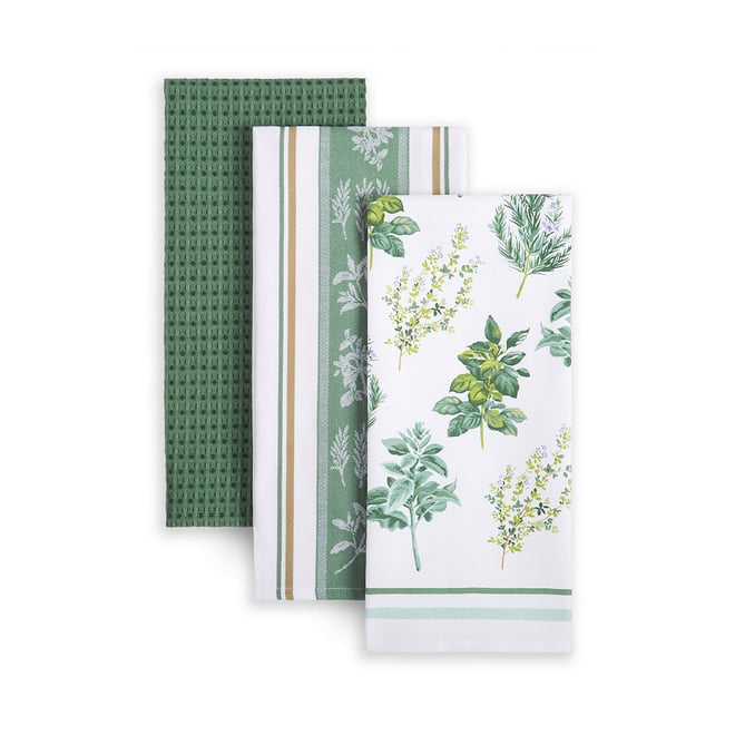 Harman Combo 'Palm Leaf' Cotton Kitchen Towel - Set of 3 (Green
