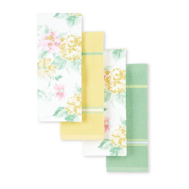 Martha Stewart Blue Watercolor Floral Oven Mitt and Pot Holder Set