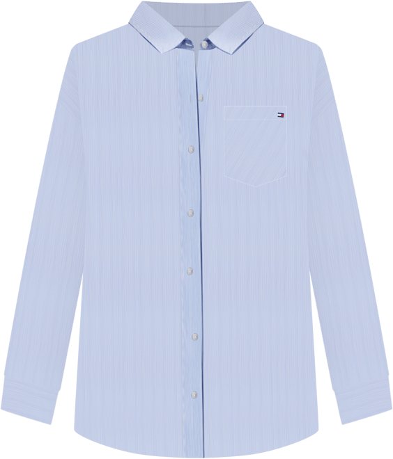 売れ筋商品|||トミー ヒルフィガー カットソー トップス レディース Women's Cotton Pinstripe Button-Down Shirt Cornflower Blue Tommy Hilfiger Women's Cotton Pinstripe Button-Down Shirt