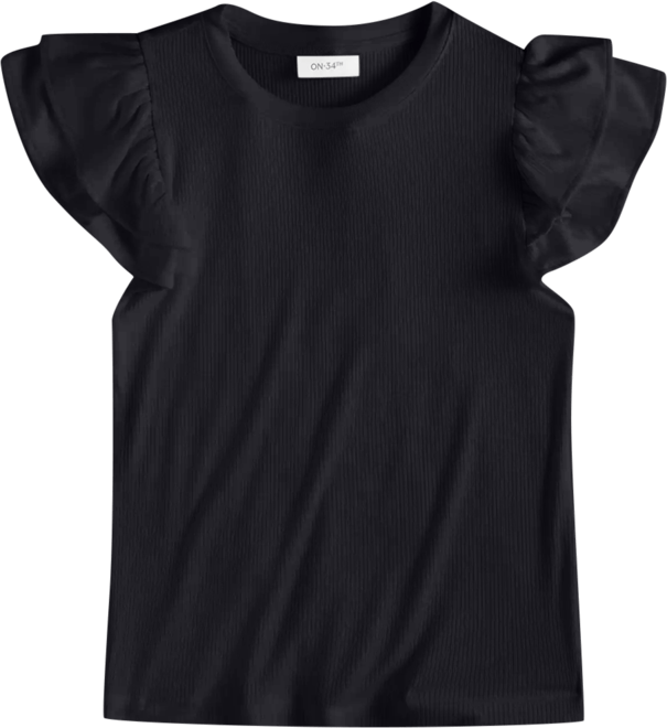 Women's Flutter-Sleeve Ribbed Top, Created for Macy's
