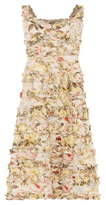 Big Girls Floral Print Ruffle Tiered Midi Dress