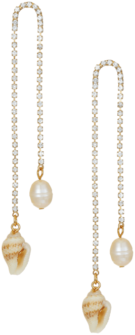 Shell and Freshwater Pearl Vacation 18K Gold Plated Dangle Earrings