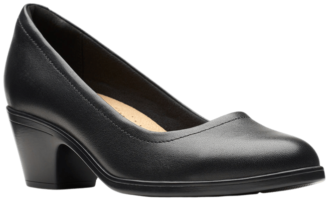 Clarks Emily Ruby Womens Round Closed Toe Block Heel Pumps, Color