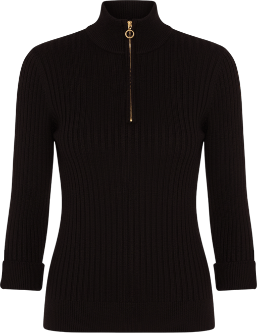 Black Label Women's Ribbed Quarter-Zip Sweater