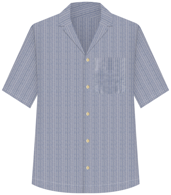 Men's Stripe Linen Short Sleeve Camp Collar Shirt