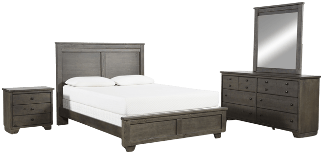 Marco Charcoal Queen Wood 4 Piece Bedroom Set Living Spaces