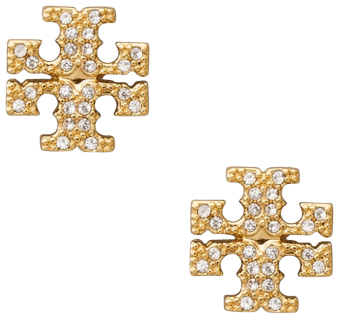 Tory Burch Crystal Logo Stud Earrings | Bloomingdale's
