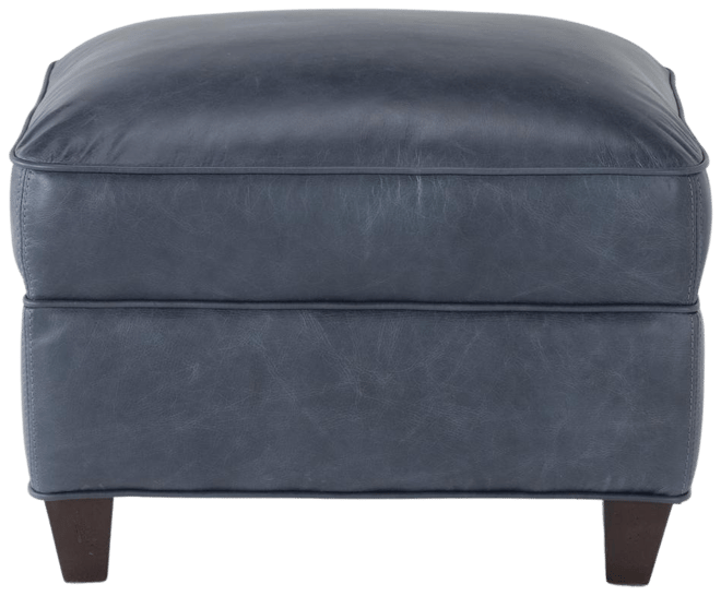 Blue leather online ottoman