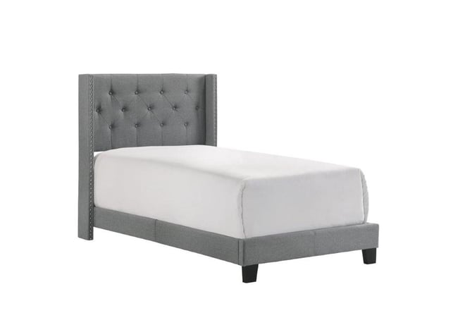 Grey twin on sale upholstered bed