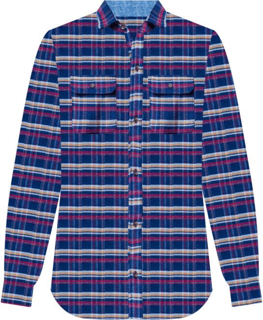 Mens' Organic Long Sleeve Flannel Double Pocket Button Down Shirt