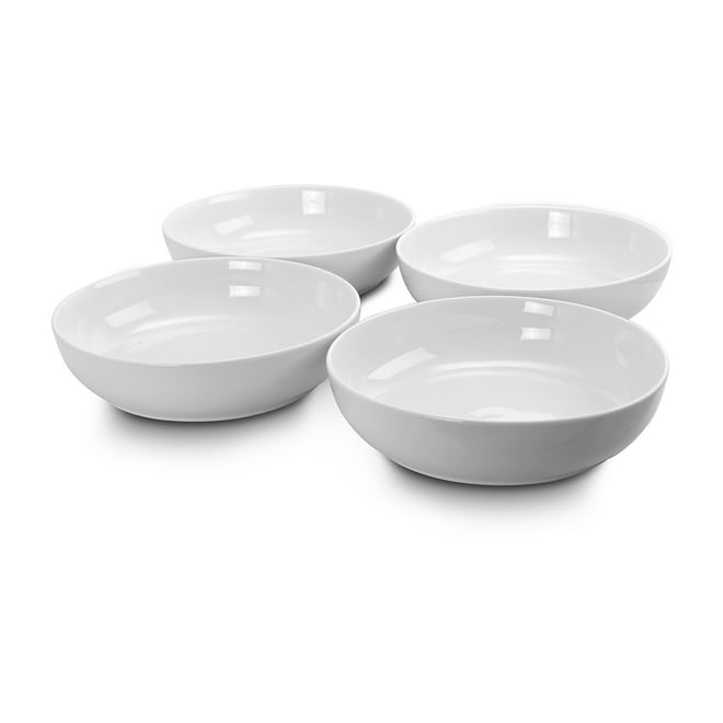 Large White Pasta Bowls, Ceramic 50 oz Serving Bowl Set of 4 - On