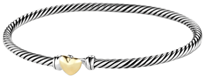 David Yurman Cable Collectibles Heart Bracelet with 18K Gold, 3mm