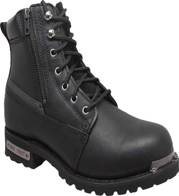 RideTecs Men's 6" Reflective Double Zipper Biker Black