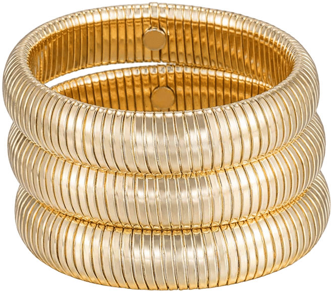 Golden Hour Flex Snake Chain Stretch Bracelet Set, 3 Pieces