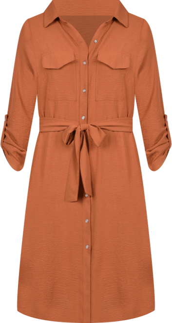 Women's Long Roll Tab Sleeve Shirtdress