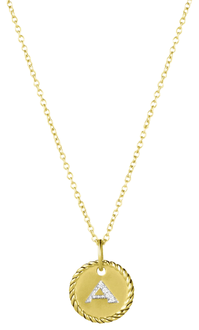 David Yurman Cable Collectibles Initial Pendant with Diamonds in Gold on  Chain, 16-18\