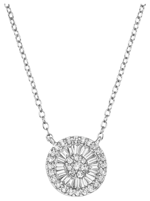 Bloomingdale's Diamond Round and Baguette Cluster Pendant Necklace