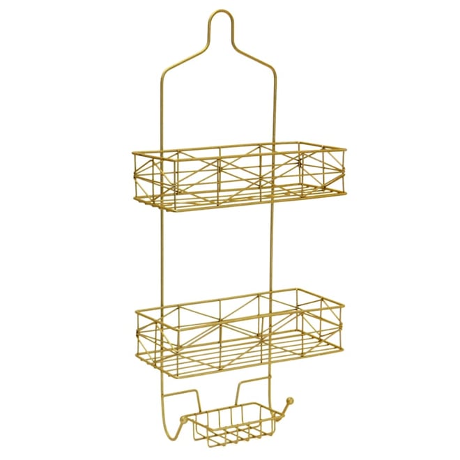 Elle Decor Gold Steel 2-Shelf Over The Showerhead Hanging Shower
