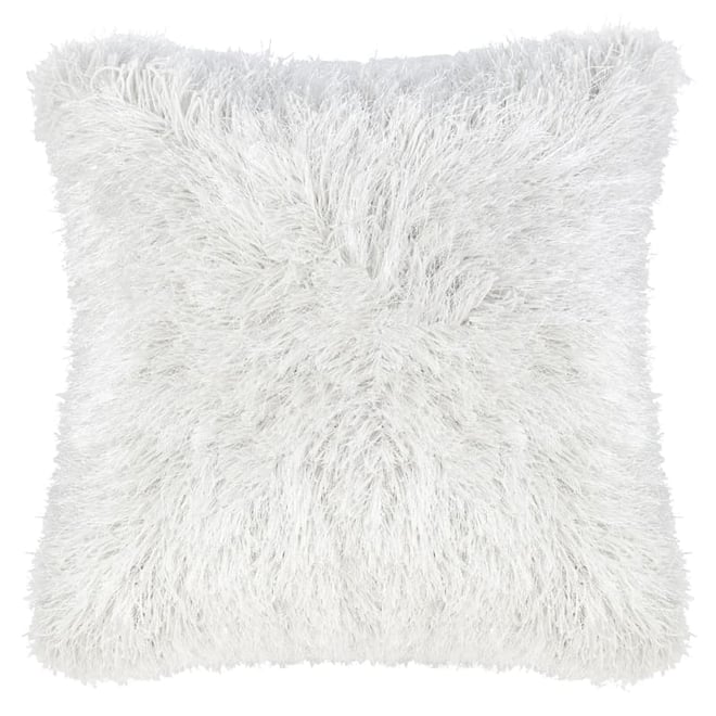 White shaggy outlet pillows