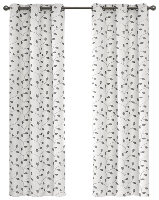 Rockwell White Embroidered Blackout Grommet Curtain Panel, 84, Sold by at Home