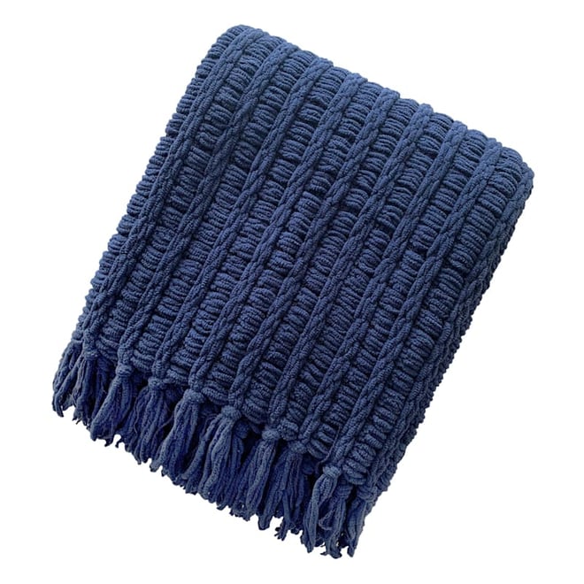 Navy wool throw online blanket