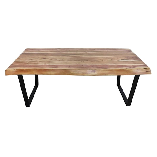 Live Edge Wood Top Coffee Table with Metal Base