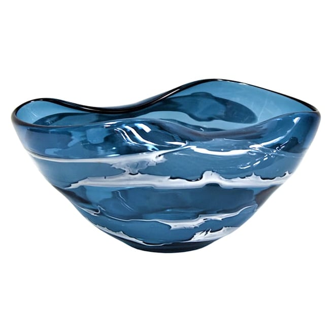 Blue & White Glass Decorative Bowl, 6