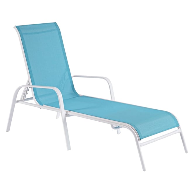 Stackable Aquarelle Blue Sling Outdoor Chaise Lounge Chair with