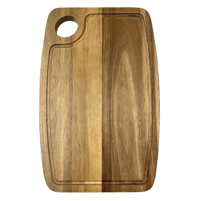 5-Piece 15.75 in. Natural Wood Round Teak Cutting Board Set