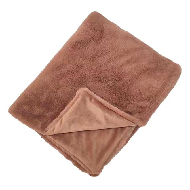 Rust Faux Fur Throw Blanket 50x60