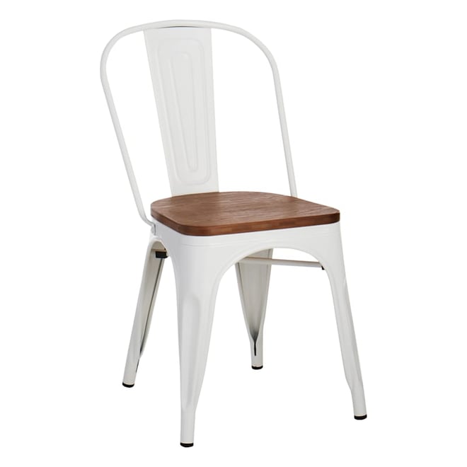 White metal dining discount chairs with wood seat