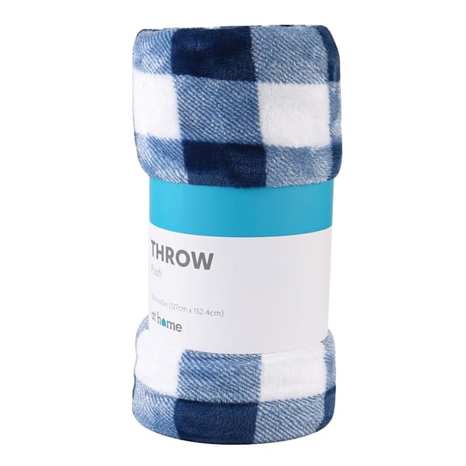 Mainstays Blue Plaid Plush Throw Blanket 