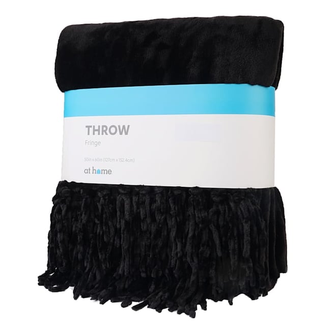 Black Fringe Throw Blanket 50x60