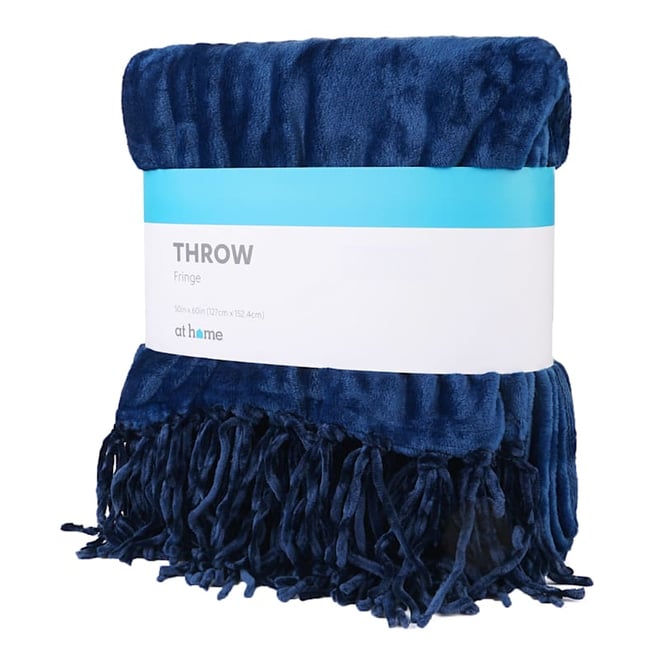 Navy throw blanket with fringe new arrivals